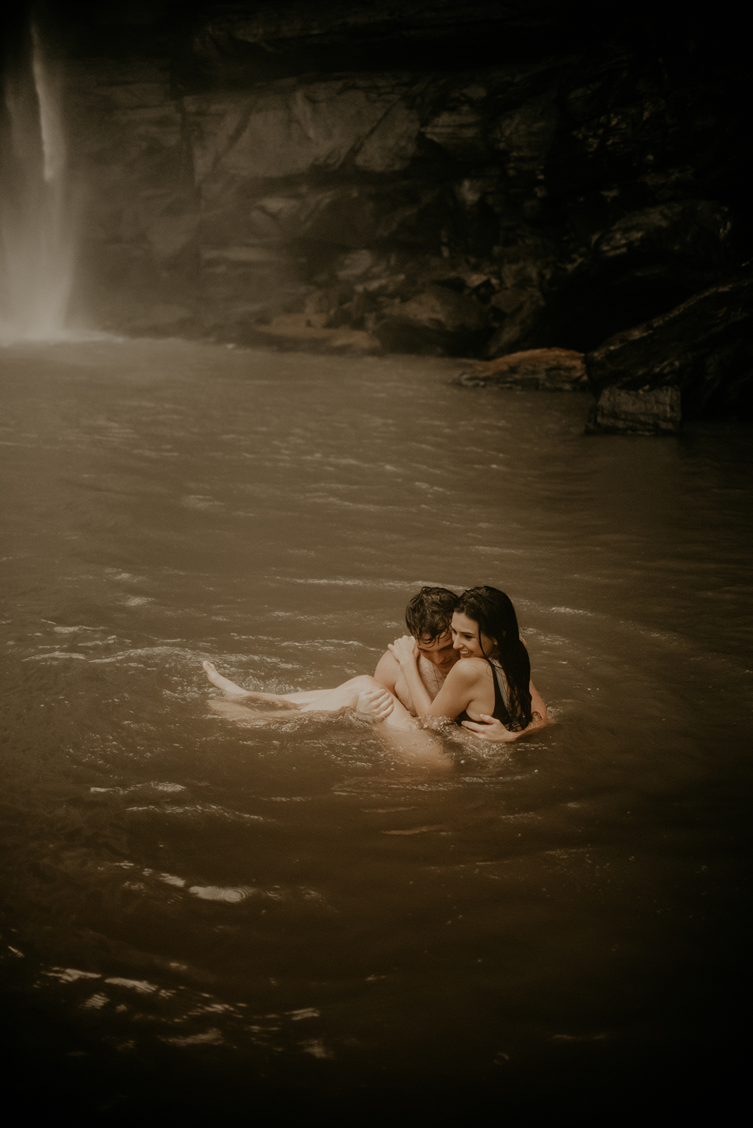 Romantic and steamy waterfall couples session by Ashlee Burgess